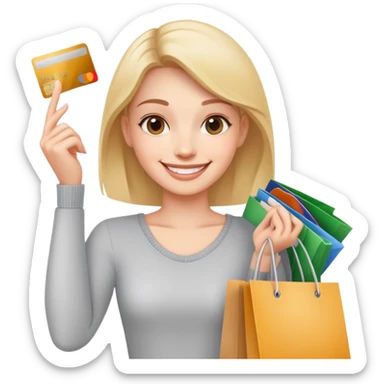 Faccina con fratta di credito e sacchetti  sticker