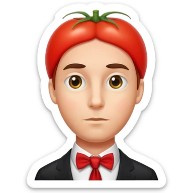 Tomato spy wearing a tie sticker