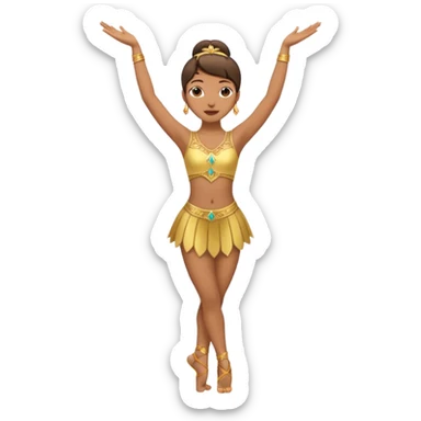 Danseuse avec les mains en l'air en haut avec Paume de mains vers l'extérieur, et une jambe sur la pointe des pieds et l'autre relevée, pliée et avec appui sur l'autre jambe.  sticker