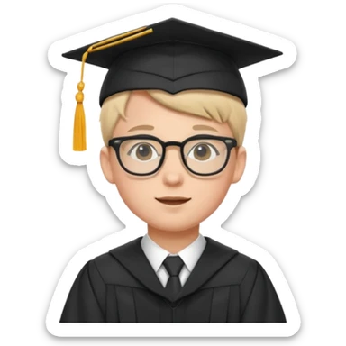 boy with glasses in graduation suit sticker