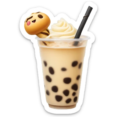 Boba tea with pastry  sticker