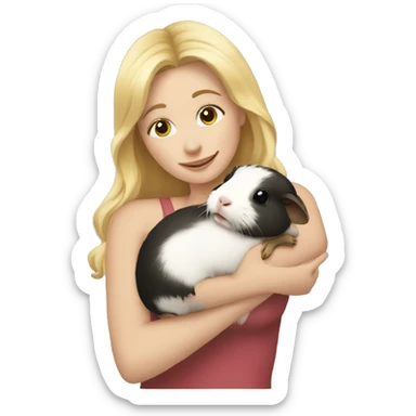 Blonde Woman hugging a guineapig sticker
