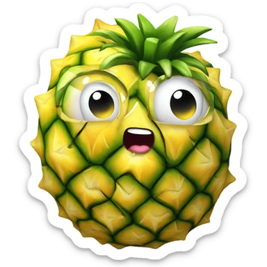 3D one shy pineapple  👱‍♀️🍍 with big shiny eyes 👀 The pineapple cute embarrassed ☺️ sticker