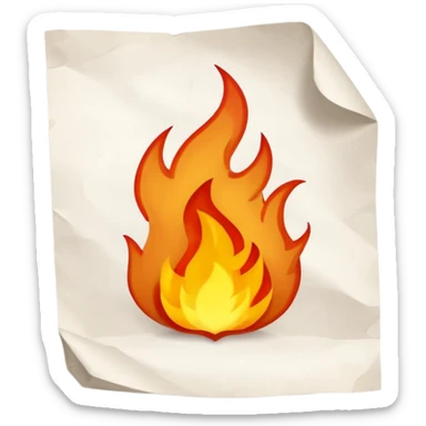 paper sheet with dialogue lines and small fire symbol sticker