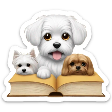 Books with two dog Maltese  sticker