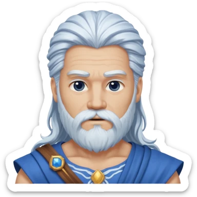Jupiter, Thunder God from Rome Mythology with long white hair and beard, blue and white outfit sticker