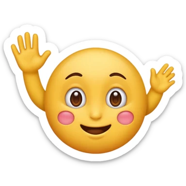 Emoji con una carita inocente, moviendo su cara y talves pegando sus manos entre su sticker