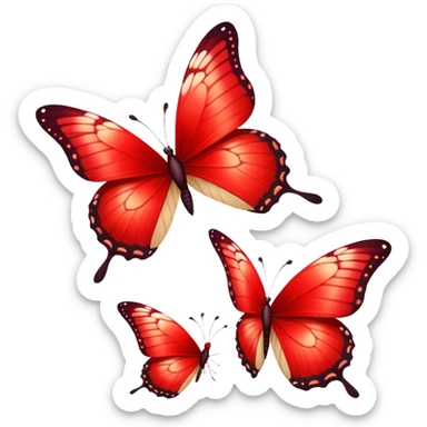 3 red butterflies sticker