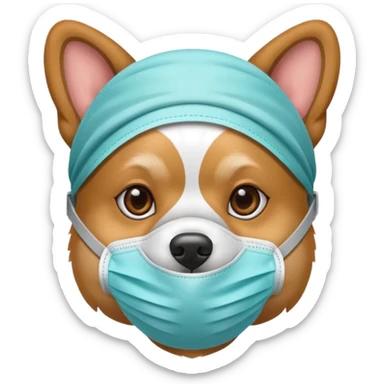 dog Wearing Medical Mask sticker