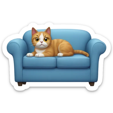 Cat looking at dog annoyed sitting on the couch sticker