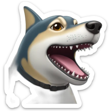 Chien sur un requin sticker