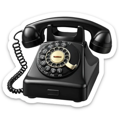 Telephone – Classic black rotary phone with cord sticker