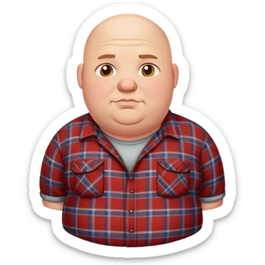 Fat bald man wearing a flannel sticker