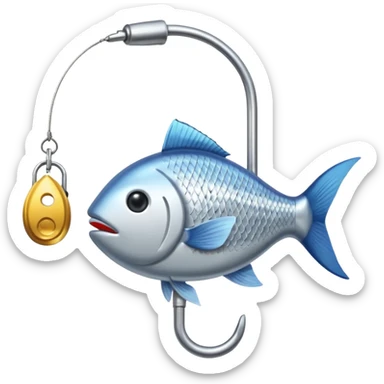 fish on a fishing rod hook sticker