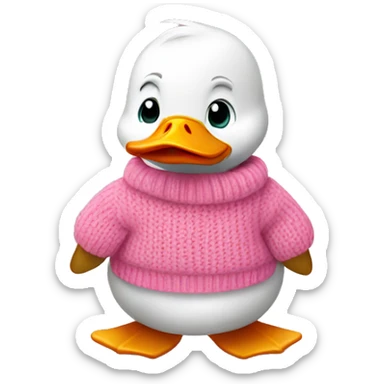 Cute duck with pink sweater sticker