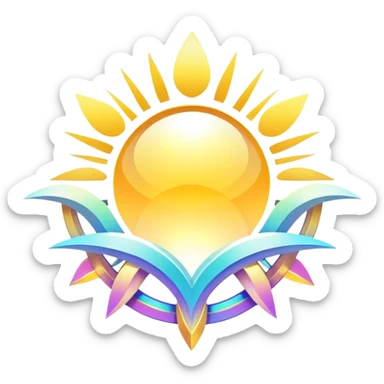 Epic complex detailed iridescent gradients white golden bright light solarpunk sunny aesthetic-scenery sticker
