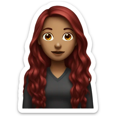 long dark red hair girl sticker
