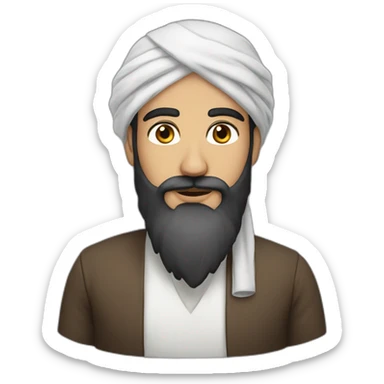 Arab turban dark brown beard white male sticker