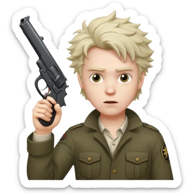 crazy mad man with gun pointing it  sticker