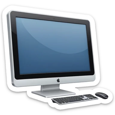 A flat-style illustration of a computer monitor . The monitor is sleek and modern, rendered in minimal detail. Clean, cartoon style, white background, iOS emoji aesthetic. sticker