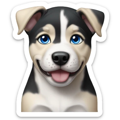 Blonde and black pitbull husky puppy with blue eyes  sticker