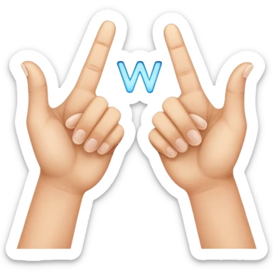 two hands with index fingertips touching, thumbs straight to form a W sticker