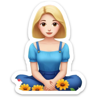 A women sitting in flowers sticker