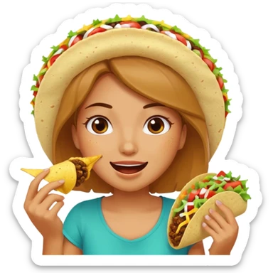 Girl eating taco while sweating  sticker