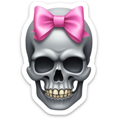Grey Skull with a pink bow sticker