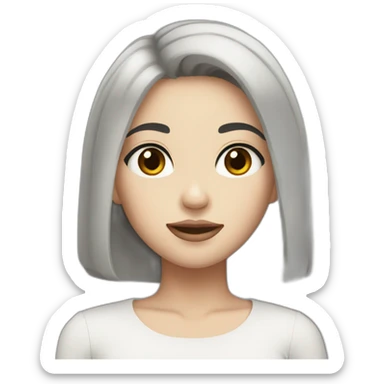 Girl with black hair and white skin and brown eyes sticker