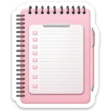 cute open pastel pink to-do notebook with handwritten notes, iOS Apple emoji style sticker