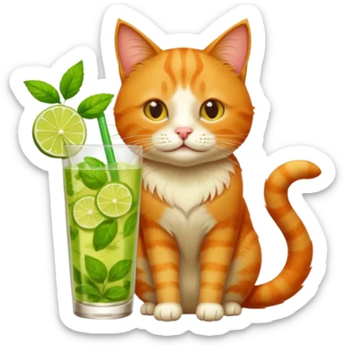 Chat roux qui boit un mojito  sticker