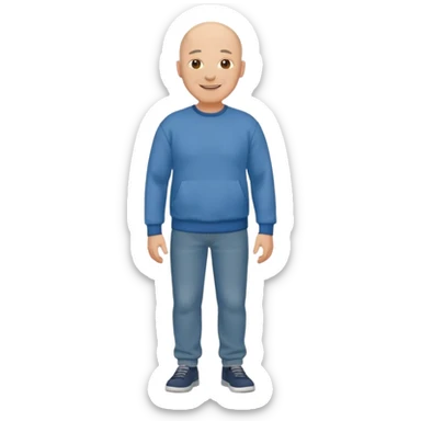 mature bald man sweatshirt and jeans full body sticker