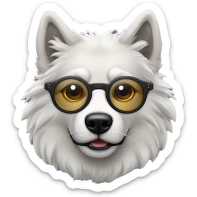 Lobo siberiano con lentes y audifonos sticker