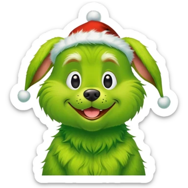 dog wearing a grinch costume sticker