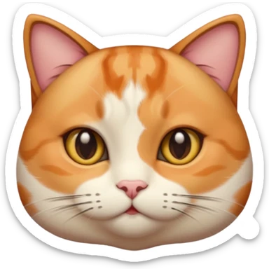 calico cat with cute slim face, small head, hazel eyes, and short but chubby body sticker