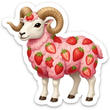 strawberry pattern ram with horns sticker