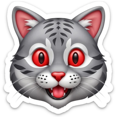 grey wildcat with a red nose and tongue sticker