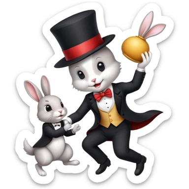pulling a rabbit out of a hat sticker