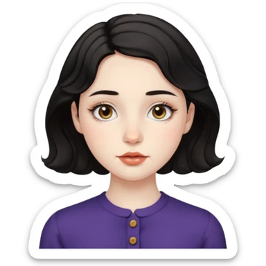 aesthetic girl , pale skin, doe eyes, button nose, soft arched brows,round face,full lips,short wavy black hair. please kindly genarate this avatar sticker