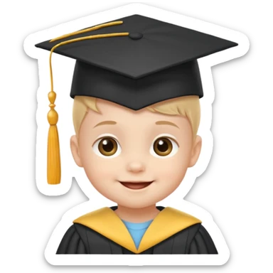 baby sitting and wearing a graduation hat sticker