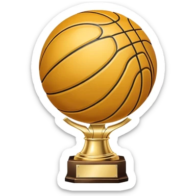 gleaming gold basketball trophy, polished gold basketball with classic seams sticker
