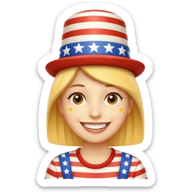 smiling emoji wearing stars and stripes hat celebrating Independence Day sticker