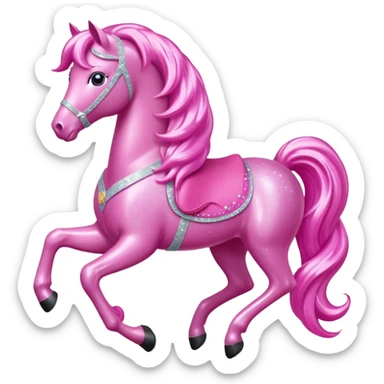 a pink barbie sparkling horse emoji sticker