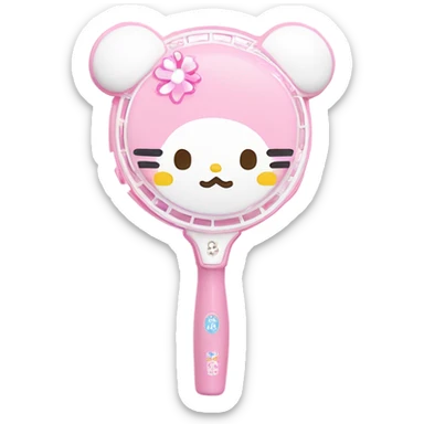 pink white light melody sanrio cute Handheld fan sticker