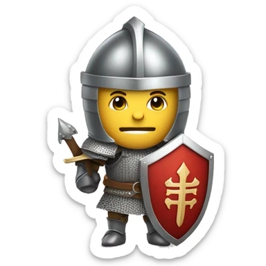 knight in armor wielding sword and shield sticker