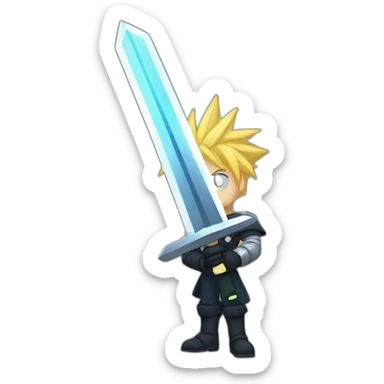 cloud strife with buster sword sticker