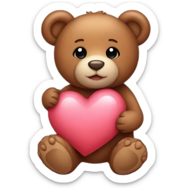 Teddy bear holding heart sticker