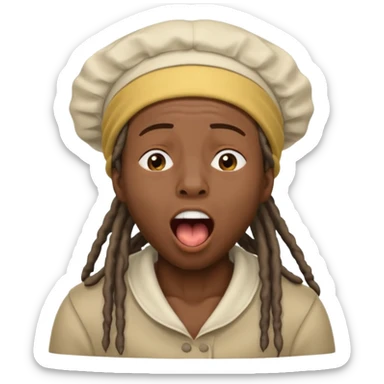 Make a African American with dreads and a bonet yawning sticker