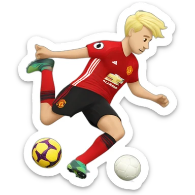 blonde manchester united player kicking sticker